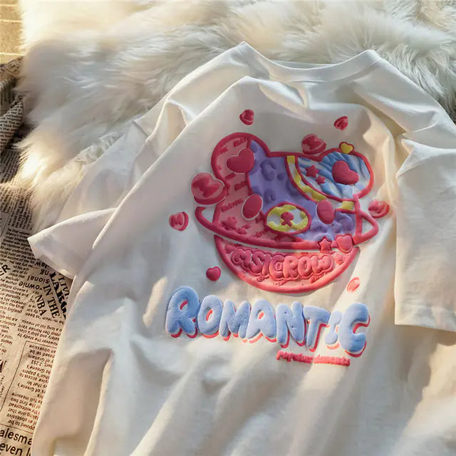 Cute Oversized Women's Letter Print Simple T-Shirt