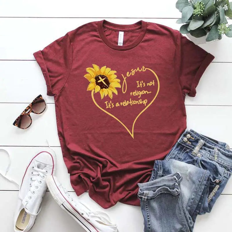 Summer Sunflower Print Casual T-Shirt for Women