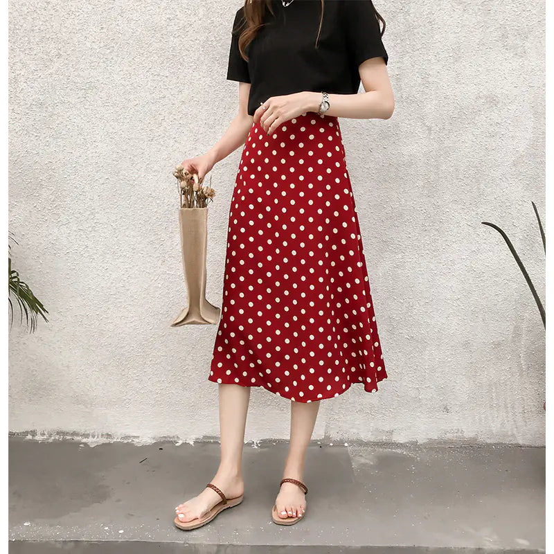 Retro Polka Dot Chiffon Skirt in New Style