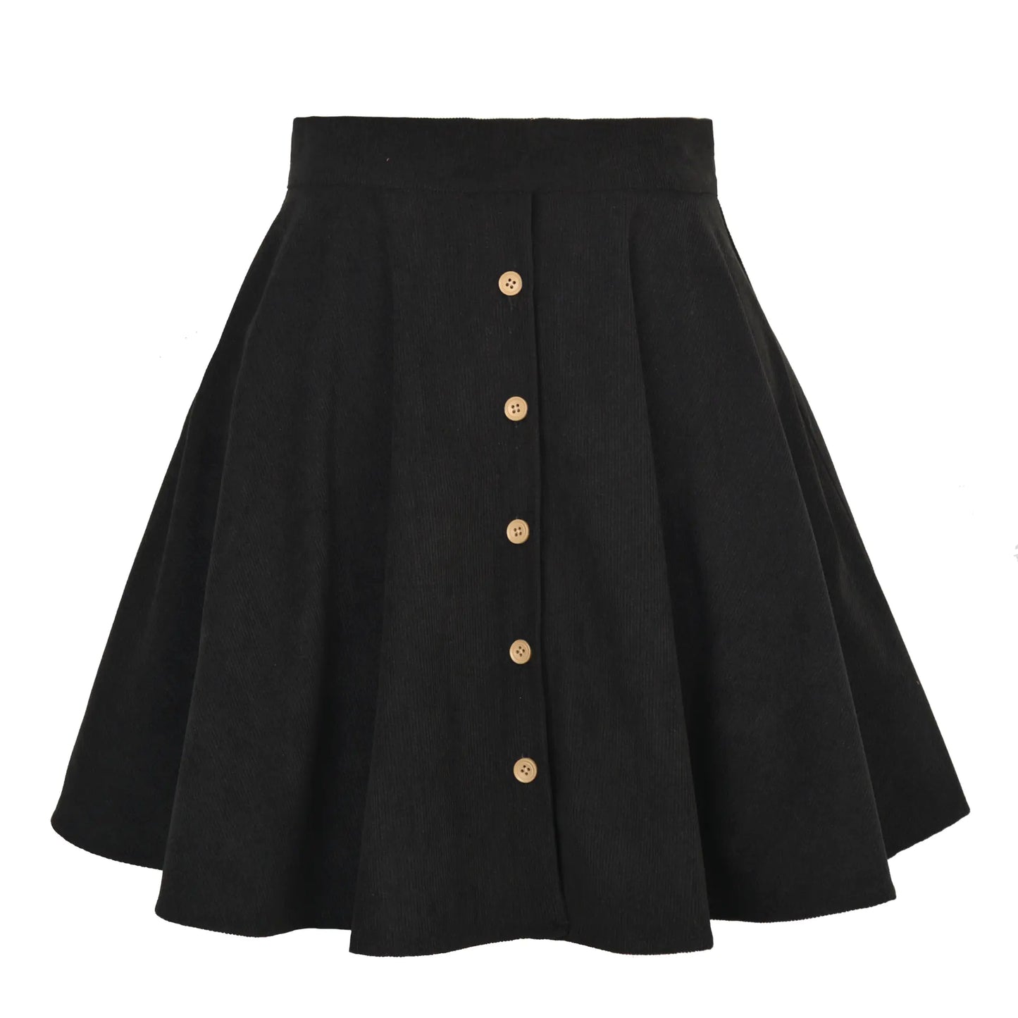 Corduroy Button Pocket Midi Skirt