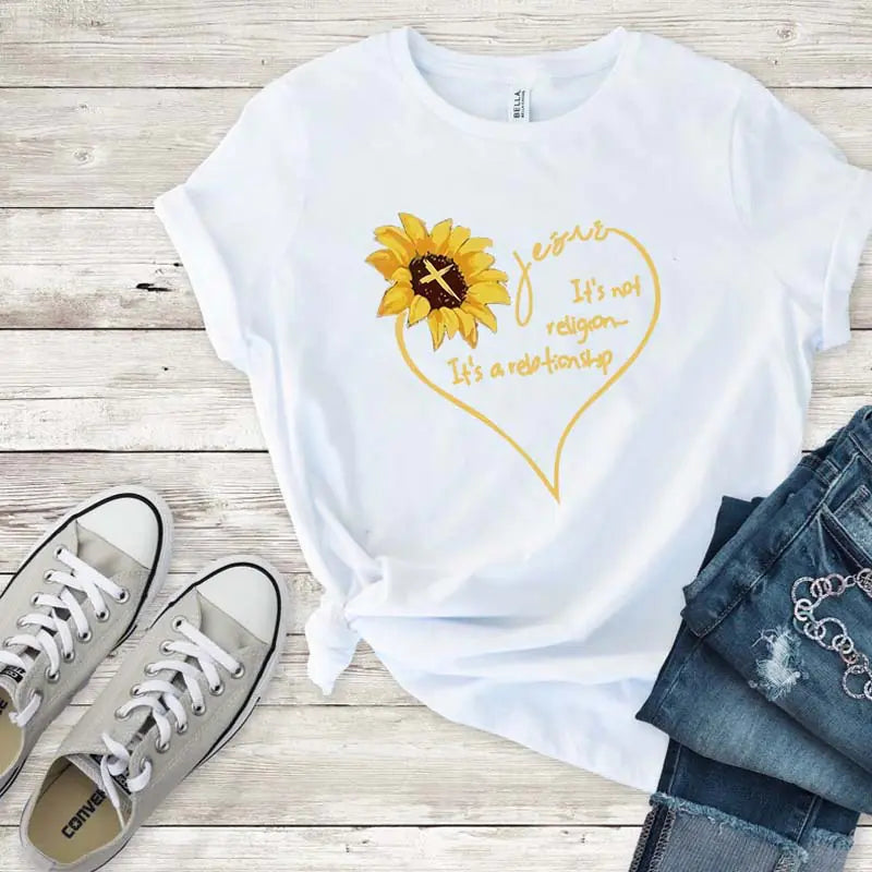 Summer Sunflower Print Casual T-Shirt for Women