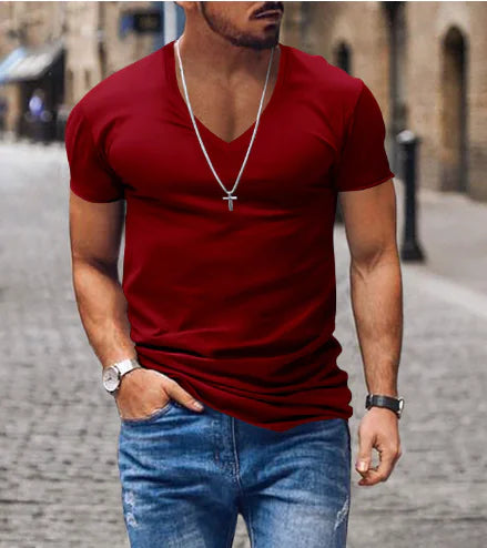 Men's Plus Size Solid Color Casual Short Sleeve T-shirt