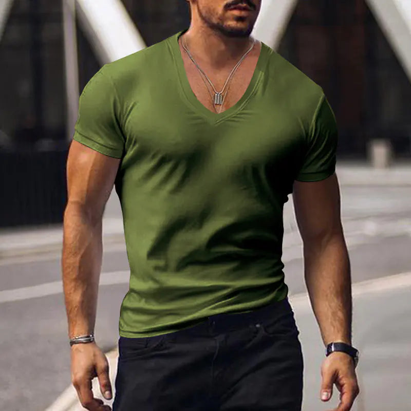 Men's Plus Size Solid Color Casual Short Sleeve T-shirt