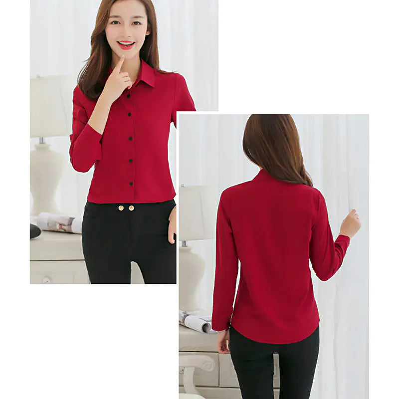 Korean Slim Fit Long Sleeve Women's Office Shirt