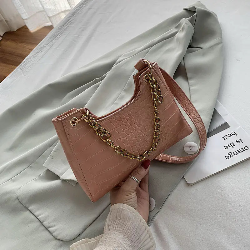 Chic Crocodile Pattern Chain Shoulder Bag for Women