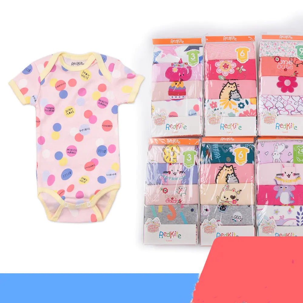5-Pack Baby Cotton Short Sleeve Rompers with Envelope Neck