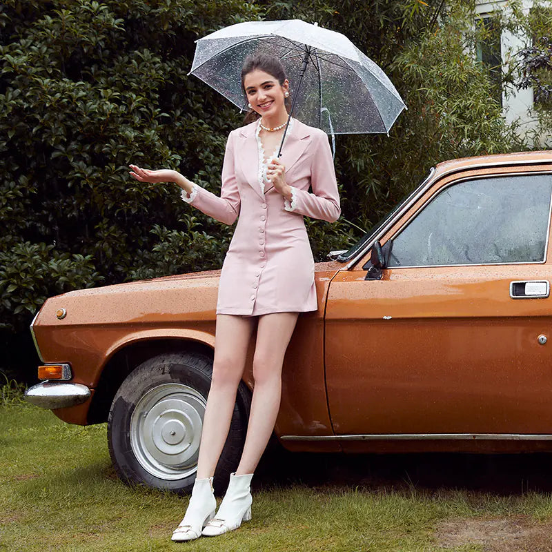 2020 Autumn Winter Women's Long Sleeve Lace Dress