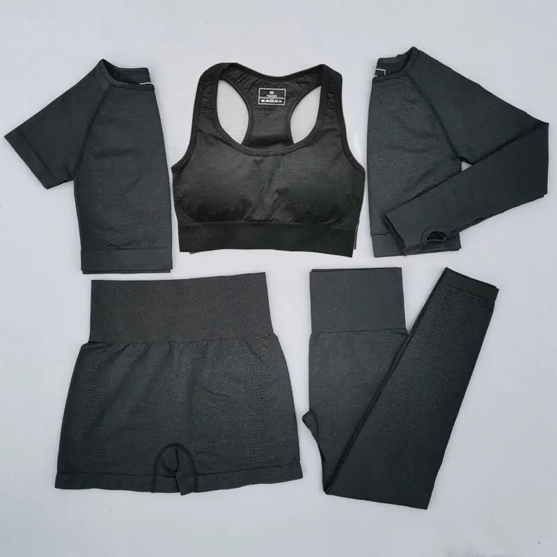 Seamless Women's Yoga Outfit Set with Five Pieces