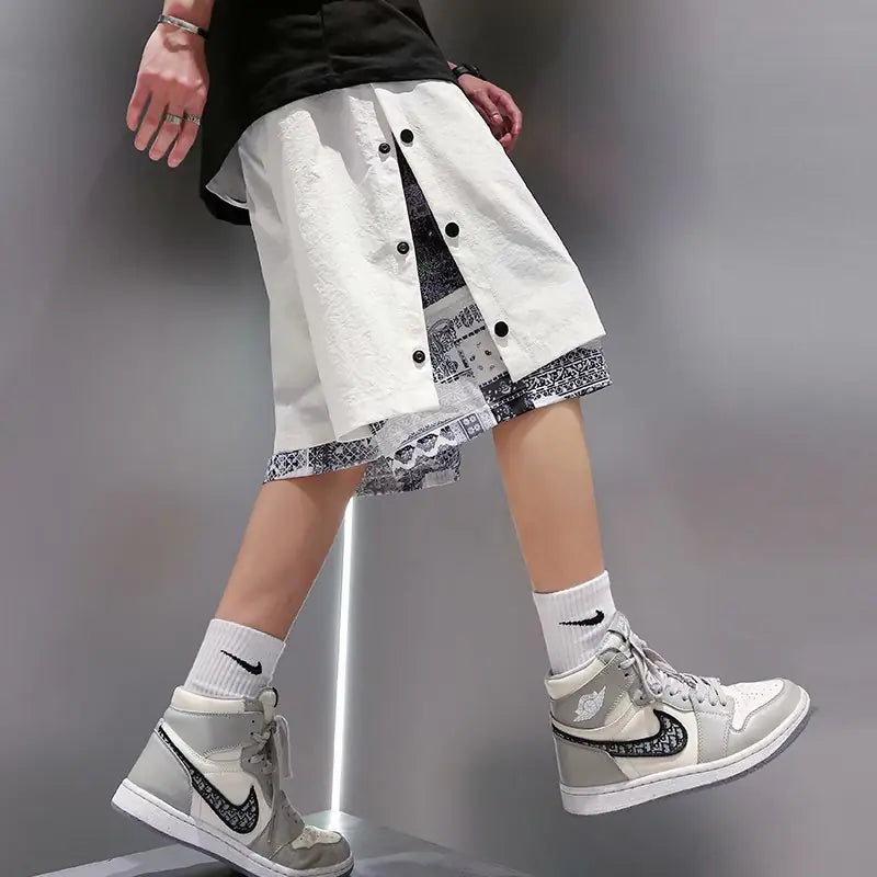 Basketball Style Two-Piece Five-Point Sports Pants