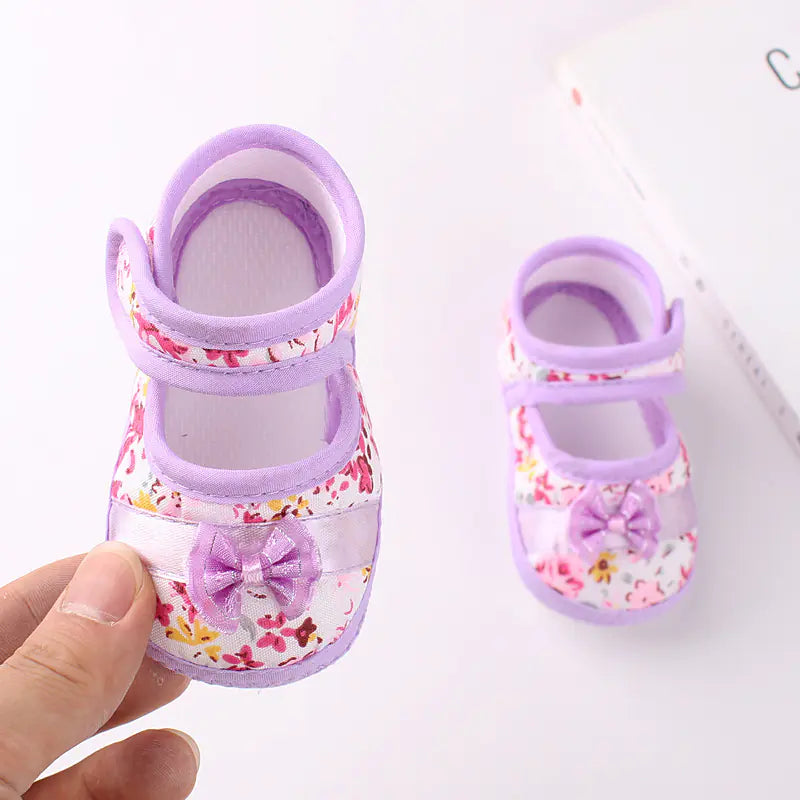 Baby Bow Knot Flat Shoes, Non-Slip Toddler Sneakers