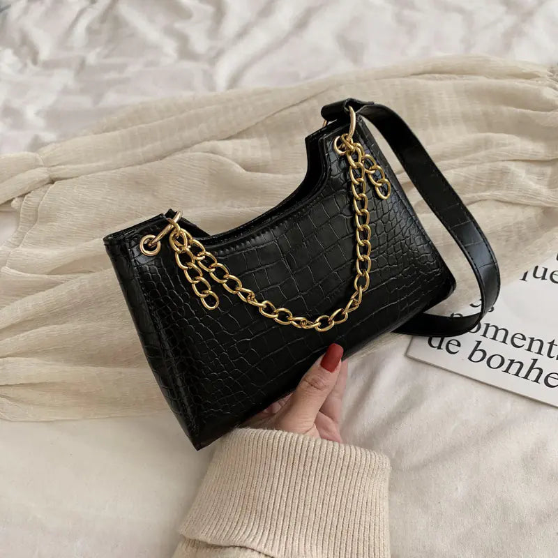 Chic Crocodile Pattern Chain Shoulder Bag for Women