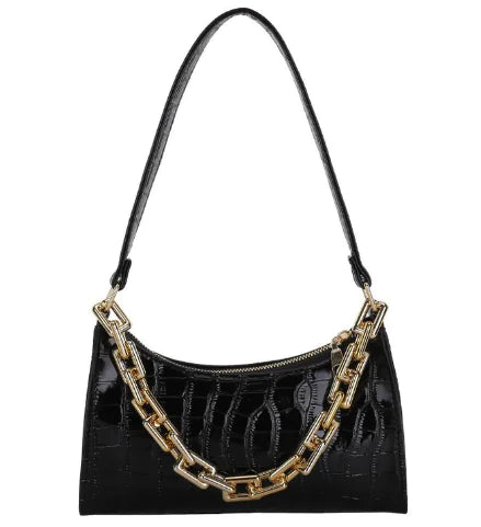 Chic Crocodile Pattern Chain Shoulder Bag for Women