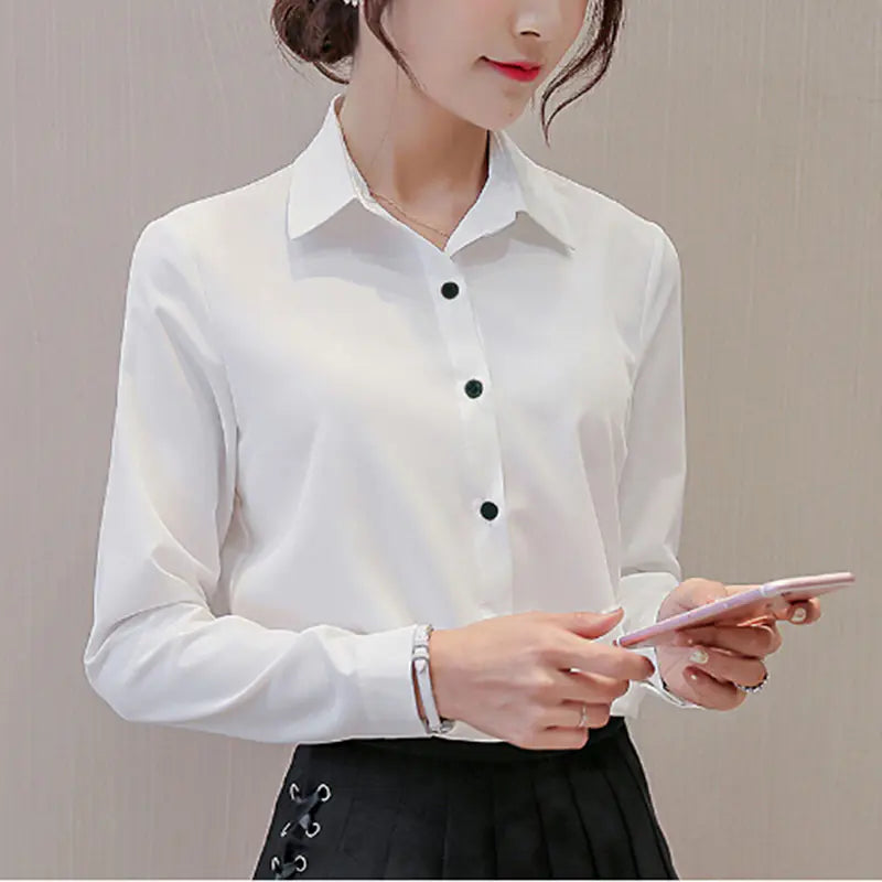 Korean Slim Fit Long Sleeve Women's Office Shirt