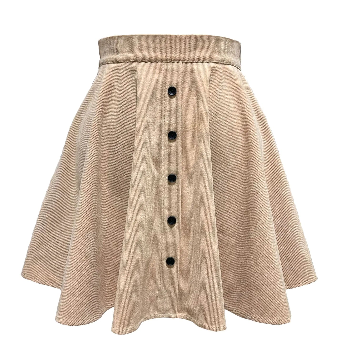 Corduroy Button Pocket Midi Skirt