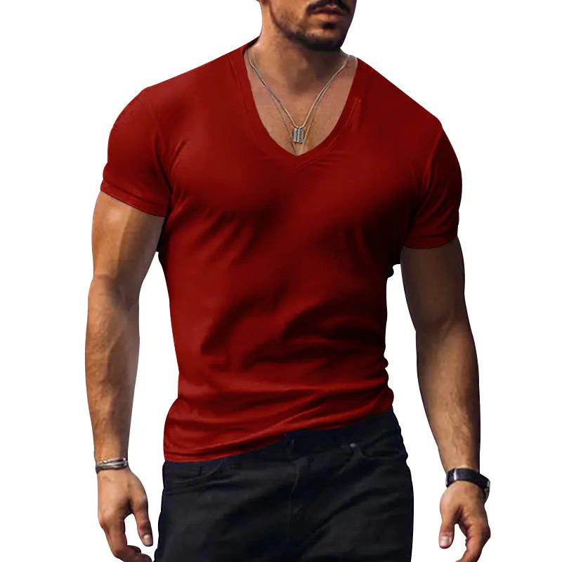 Men's Plus Size Solid Color Casual Short Sleeve T-shirt