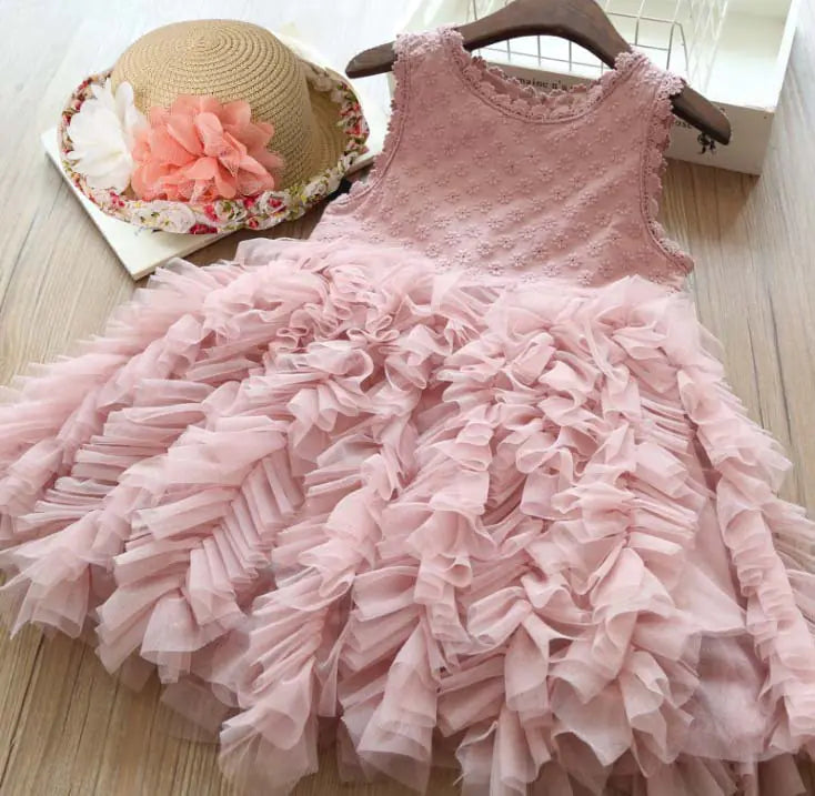 Floral Embroidered Lace Princess Dress for Girls