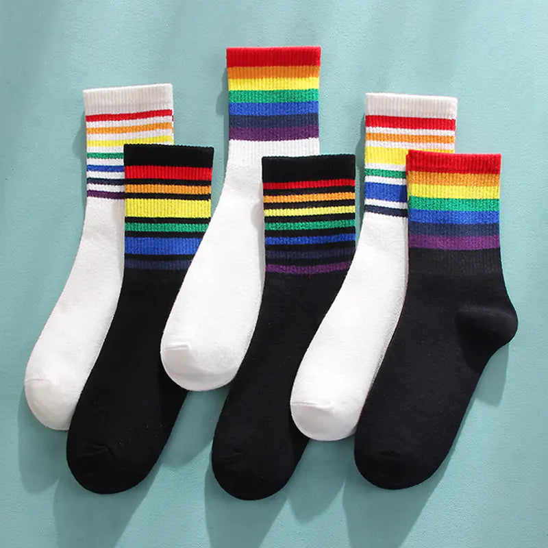 Rainbow Women's Cotton Tube Socks