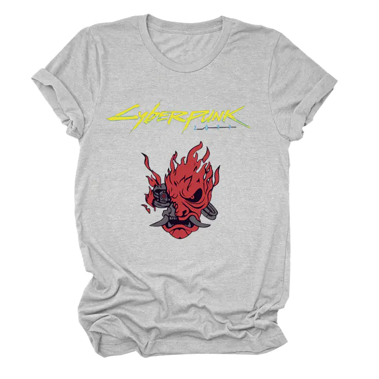 Cyberpunk Style Printed Short Sleeve T-Shirt