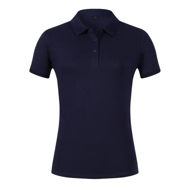 High-End Solid Color Women's Embroidered Polo Shirt