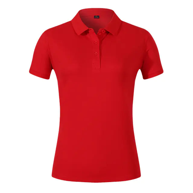 High-End Solid Color Women's Embroidered Polo Shirt