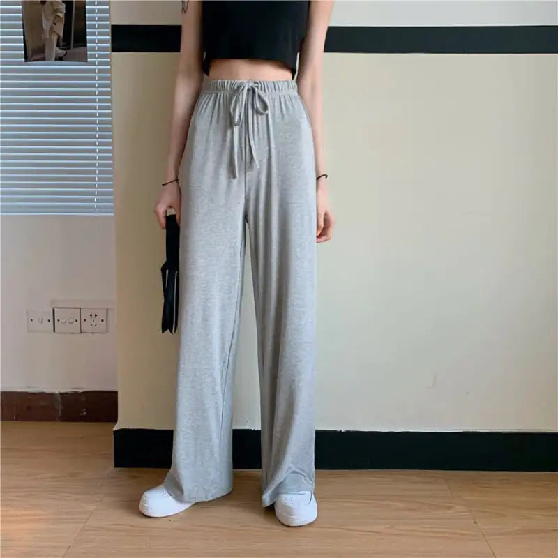 Slim High Waist Drawstring Mopping Pants