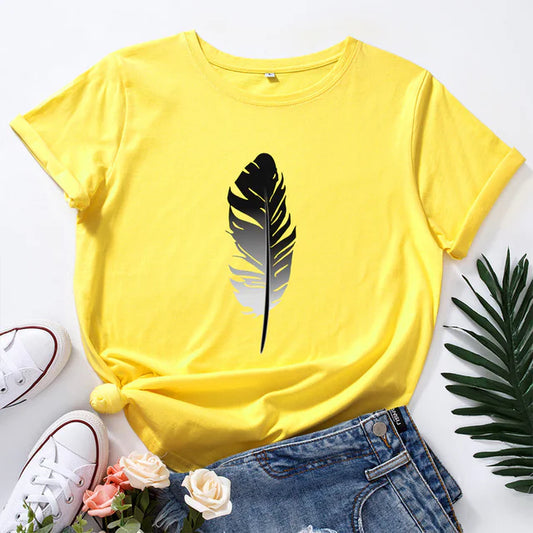 Women's Loose Fit Cotton Printed Short Sleeve T-Shirt