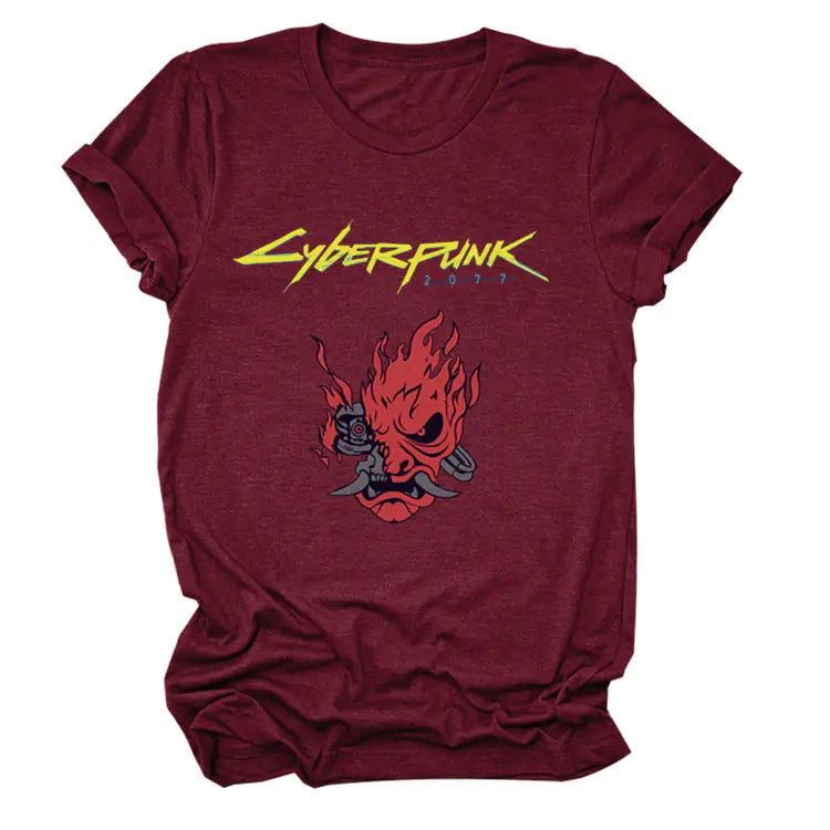 Cyberpunk Style Printed Short Sleeve T-Shirt
