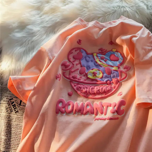 Cute Oversized Women's Letter Print Simple T-Shirt